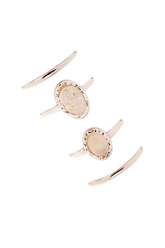 Forever21 Iridescent Faux Stone & Faux Pearl Ring Set