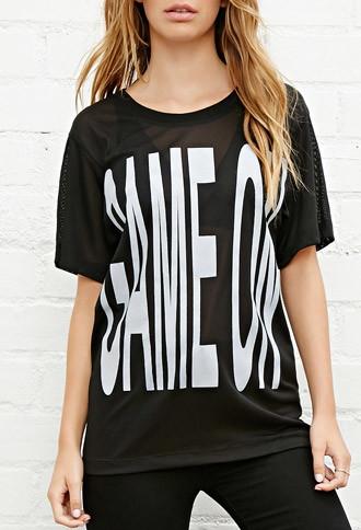 Forever21 Women's  Brashy Game On Mesh Tee (black/white)