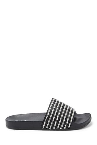 Forever21 Qupid Rhinestone Stripe Slides