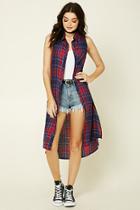 Forever21 Women's  Red Plaid Buttoned Shirt Dress