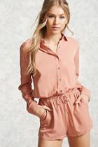Forever21 Button-front Shirt Romper