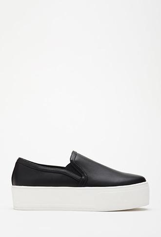 Forever21 Faux Leather Platform Slip-ons