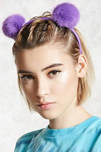 Forever21 Fuzzy Pom Pom Ears Headband