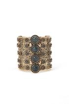 Forever21 Green & Gold Faux Stone Etched Cuff