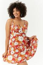 Forever21 Plus Size Floral Mock Button Mini Dress