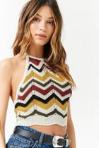 Forever21 Ribbed Chevron Halter Crop Top