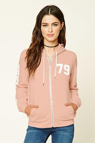 Forever21 Women's  Feelin Fine 79 Zip-up Hoodie