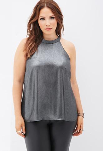 Forever21 Metallic Woven Halter Top
