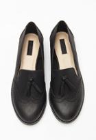 Forever21 Women's  Faux Leather Tasseled Loafers (black)