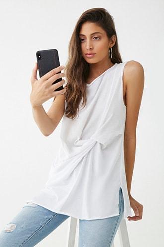 Forever21 Knotted Cotton Tank Top