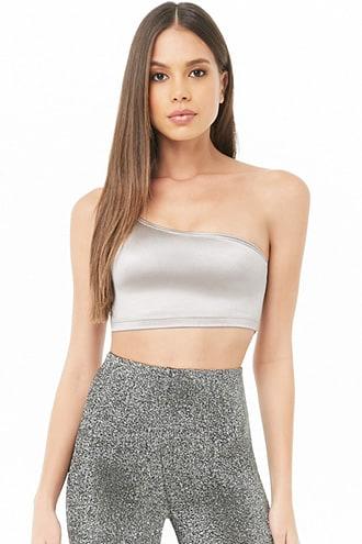 Forever21 Metallic One-shoulder Crop Top