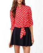 Polka Dot Knotted Blouse