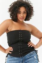 Forever21 Plus Size Ruched Lace-up Tube Top