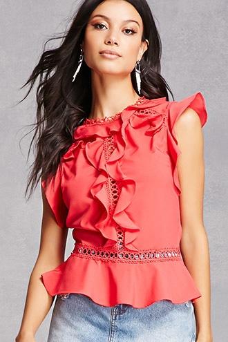 Forever21 Crochet Ruffle Top