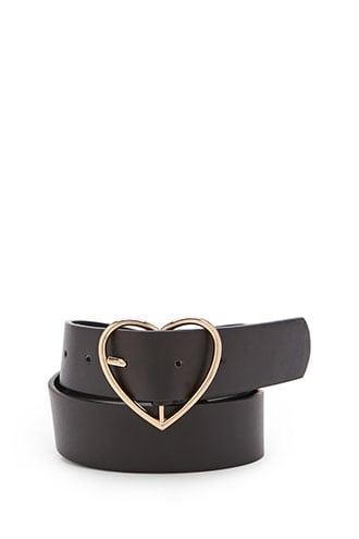 Forever21 Faux Leather Heart-buckle Waist Belt