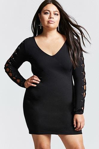 Forever21 Plus Size Lace Up Sleeve Shift Dress