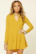 Forever21 Women's  Tasseled Tie-neck Swing Dress