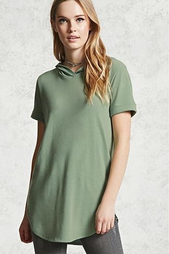 Forever21 Hooded Dolphin-hem Top