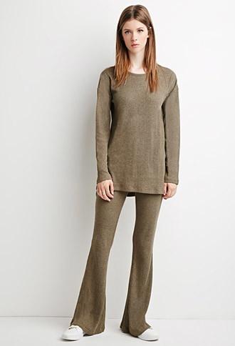 Forever21 Marled Knit Flared Pants