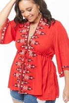 Forever21 Plus Size Embroidered Tribal-inspired Top