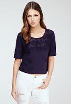Forever21 Women's  Embroidered Daisy Crochet Top