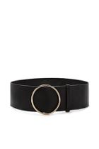 Forever21 Women's  Black Wide Faux Leather Belt