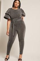 Forever21 Plus Size Eta Metallic Tiered Ruffle Jumpsuit