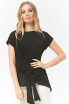 Forever21 Tie-front Stretch-knit Top