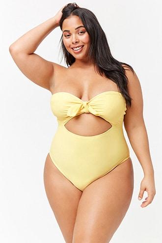 Forever21 Plus Size Strapless Cutout One-piece Swimsuit