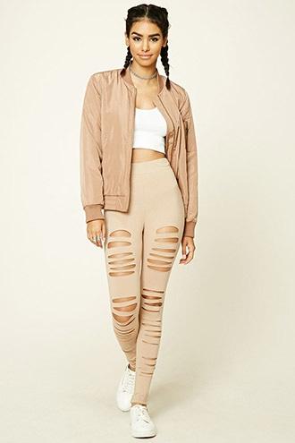 Forever21 Women's  Ripped Stretch-knit Leggings
