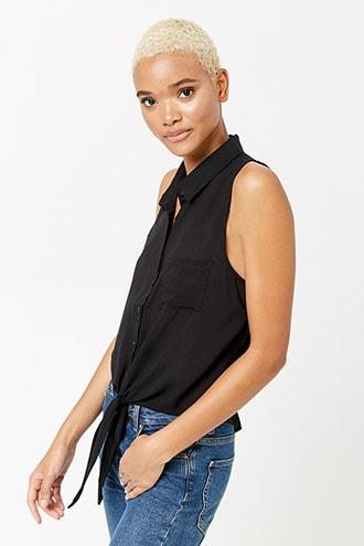 Forever21 Sleeveless Tie-front Shirt