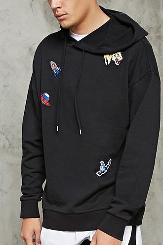 21 Men Men's  Tiger Patch-front Hoodie