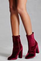 Forever21 Women's  Burgundy Lust For Life Velvet Booties