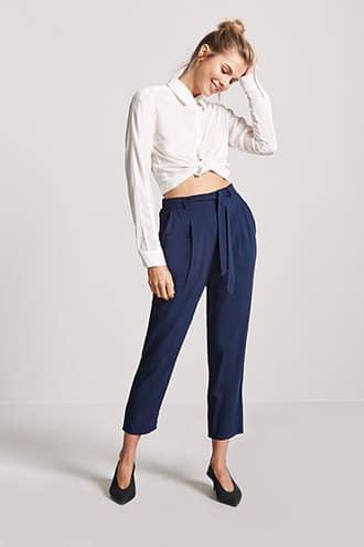 Forever21 Belted High-rise Pants