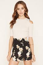 Forever21 Women's  Black & Taupe Floral Crepe Mini Skirt