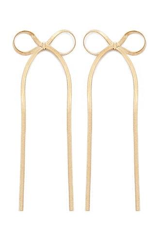 Forever21 Herringbone Chain Bow Drop Earrings