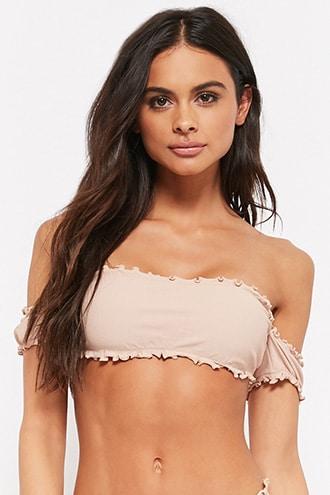 Forever21 Lettuce-edge Off-the-shoulder Bikini Top