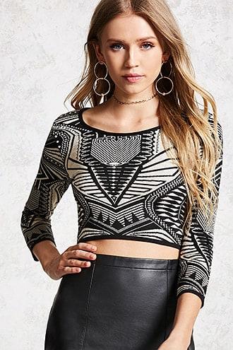 Forever21 Tribal Inspired Jacquard Top