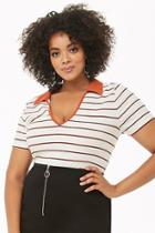 Forever21 Plus Size  Collared Ribbed Striped Top