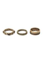 Forever21 Twisted Ring Set (antic Gold/black)
