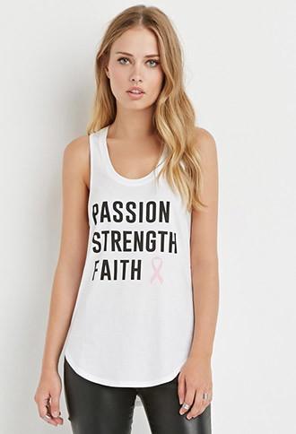 Forever21 Women's  Passion Strength Faith Tank (white/black)