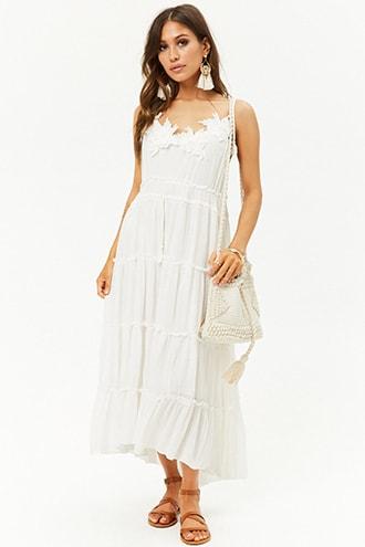 Forever21 Applique Drawstring Maxi Dress