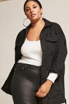 Forever21 Plus Size Longline Distressed Denim Jacket