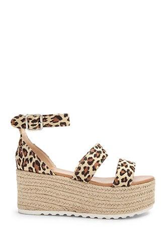 Forever21 Leopard Print Faux Suede Espadrille Wedges