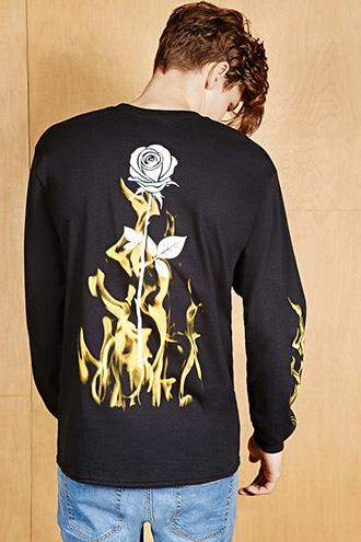 Forever21 Human Condition Fire Rose Tee