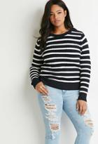 Forever21 Plus Striped Waffle Knit Sweater