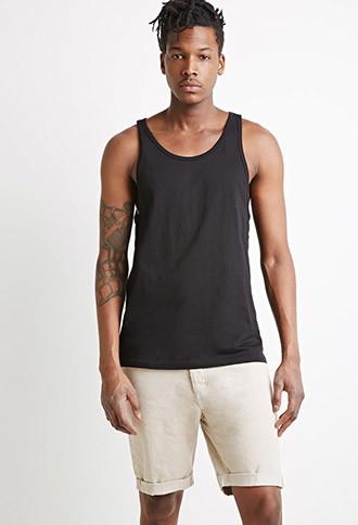 21 Men Men's  Cream Clean Wash Cuffed Denim Shorts