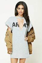 Forever21 Longline Army Graphic Top