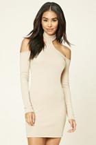 Forever21 Women's  Taupe High-neck Bodycon Dress