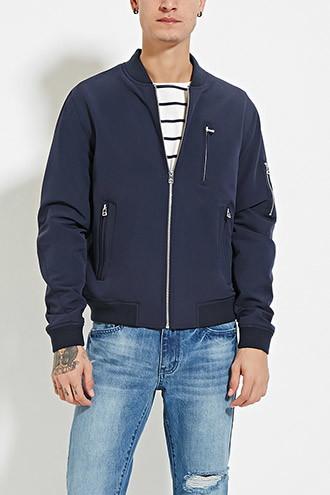 21 Men Men's  Zippered Bomber Jacket